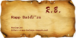 Rapp Balázs névjegykártya